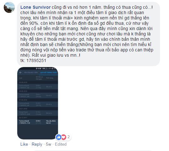Review về Olymp Trade Việt Nam từ người dùng Facebook Lone Survivor